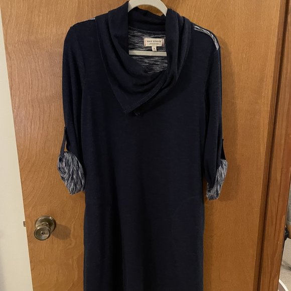 Max Studio Weekend Womens Dress Size Medium Navy Casual Comfy Pockets EUC - Picture 4 of 10